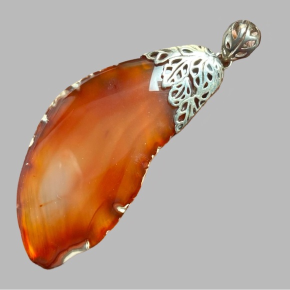 ‼️💥PRICE DROP ☄️ Beautiful Large Sterling Silver Pendant Carnelian Agate stone - Picture 5 of 11